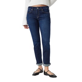 Mavi Women's Emma Mid Rise Slim Boyfriend Jeans, Deep Flex Blue, 28x30