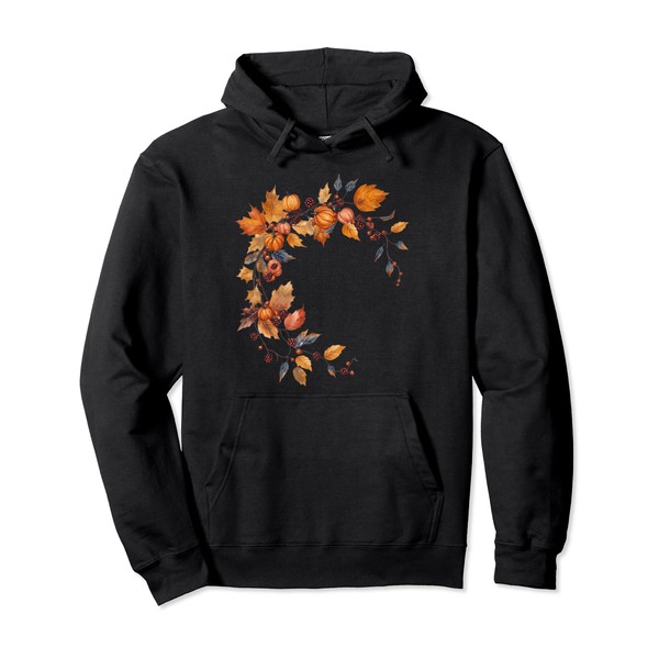 Festive Autumn Leaf Wreath Pullover Hoodie