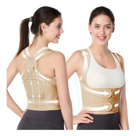 Corrector Postura Espalda Hombre Mujer Ajustable Faja Crema