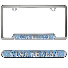 FANMATS 61988 North Carolina Tar Heels Embossed License Plate Frame, Stainless Steel Frame with Stamped Aluminum Team Logo Inserts, 6.25in x 12.25in