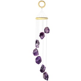 mookaitedecor Amethyst Stones Rough Crystals Wind Chimes for Home Garden Decoration 17-21 Inches