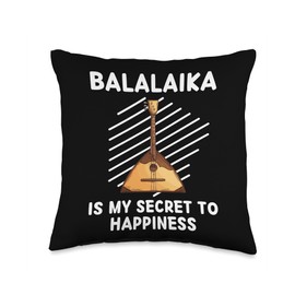 Balalaika Instrument Is My Secret To Happiness Balalaika Throw Pillow, 16x16, Multicolor