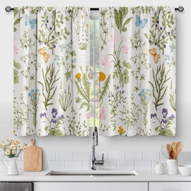 Cortina de Filtro de Luz, Cortinas Cortas Semi Oscurantes, Bolsillo para Barra, Cortinas 70*100 CM, 2 Paneles, Cortinas Decorativas para Ventanas Pequeñas, Cocinas, Baños y Dormitorios (055(70*100cm))