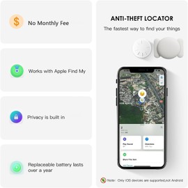 GPS Tracker for Vehicles,Mini Hidden Car Tracker with Magnetic Case,Car GPS Tracking Device Work with Apple Find My (iOS Only),No Monthly Fee GPS Tracker for Car,Vehicles,Luggage,Assets (White,2PCS)