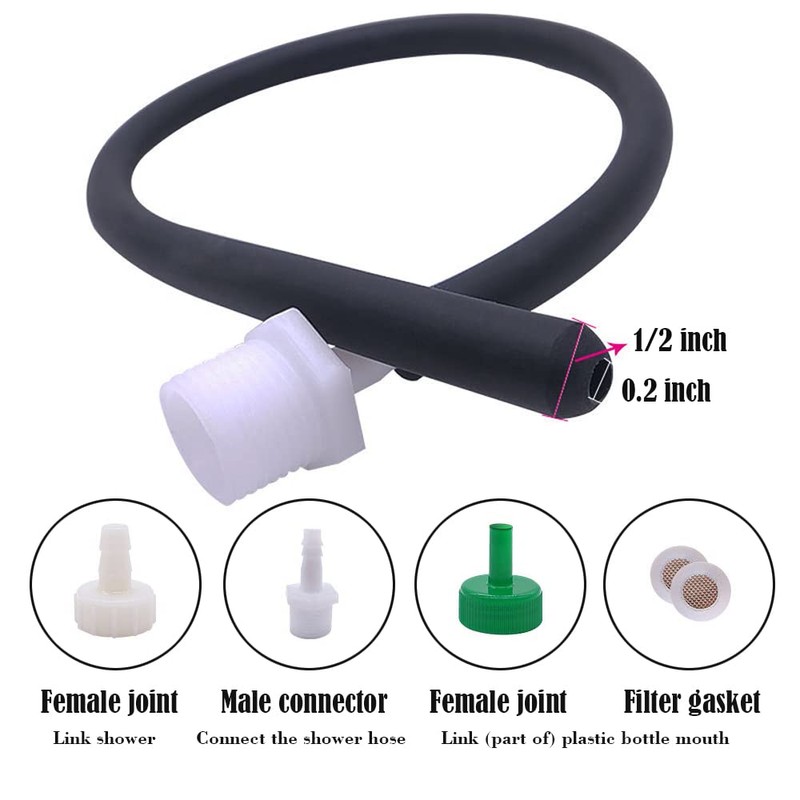 20 inches Silicone Nozzle Enema Attachment Reusable Douche Black Hose