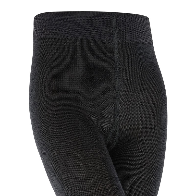 FALKE Girl's Comfort Wool Plain Tights, Black (Black 3000), 7