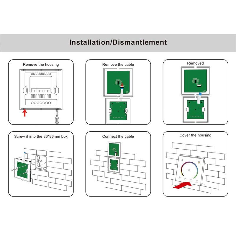 AMKI LED Wall Switch Dimmer,LED Controller,Wall- Mounted Plastic Cover Touch