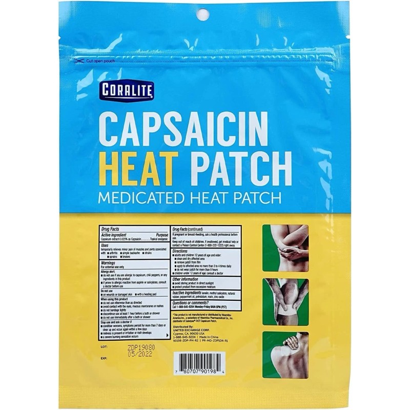 HOT Bulk Case of 6 Capsaicin Hot Patch by Coralite