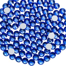 PLMHU 1440pcs Flat Back Rhinestones Glitter Round Crystal Gems Glass Rhinestones for Crafts Nail Art Clothes Shoes DIY Decorations, Sapphire, SS16, 3.8-4.0mm