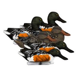 Higdon Outdoors Battleship Shoveler Duck Decoys | Unsinkable with Swivel Heads & Weighted Keels | High-Contrast Visibility| Durable & Easy-Set Floating Design | Foam Filled | 6pk | 4 Drakes & 2 Hens