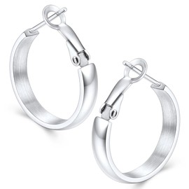 Jewlpire Silver Hoop Earrings for Women, Lightweight 925 Sterling Silver Hoops Earring, 4mm Width Small Hoop Earrings for Women Trendy 20 mm