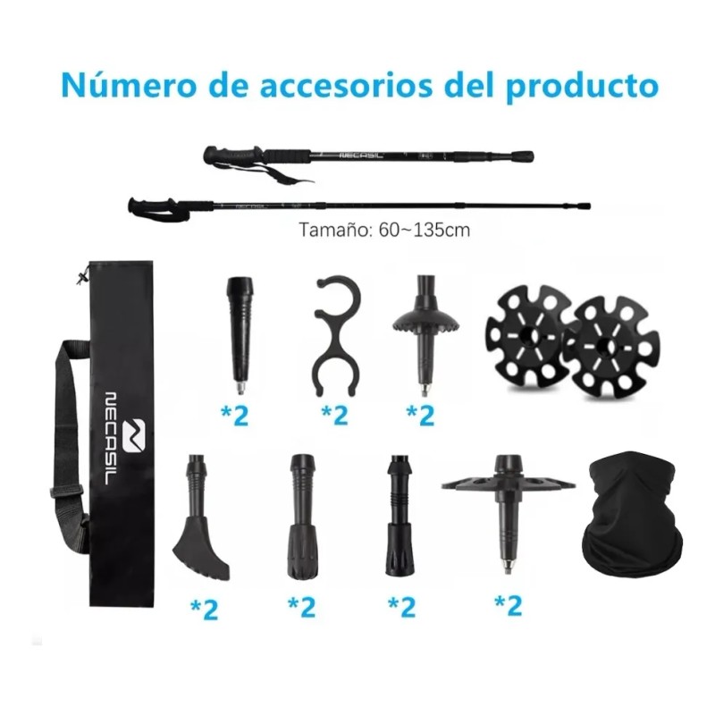 2 Pcs Bastones Senderismo Plegables Trail Running Y Trekking