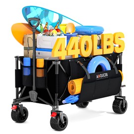 300L Large Collapsible Wagon Cart, Heavy-Duty Folding Wagon Cart with All-Terrain Wheels, 440 lbs Capacity, Compact Foldable Wagon for Camping, Beach, Sports, and Outdoor Hauling