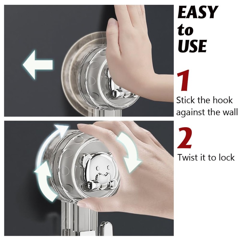 ATEWEITA Towel Hooks, No Drilling, Extra Strong Suction Cup Hook,