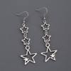Boho Silver Star Drop Dangly Earrings for Women, Statement Retro