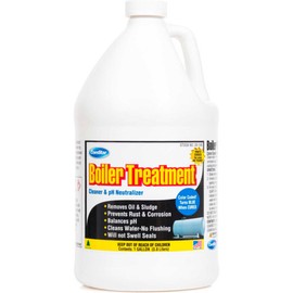 ComStar Boiler Treatment w/Blue Color Indicator, Boiler Water Cleaner & pH Neutralizer, Prevents Rust, Scale in Boiler Water Without Flushing, Helps to Remove Oil & Sludge, 1 Gallon (35-145)