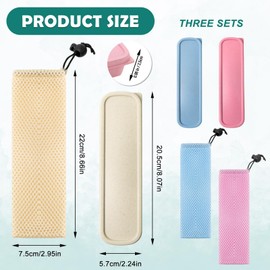 Binxus 3 Pcs Utensil Travel Case with 3 Pcs Portable Travel Mesh Bag, Reusable Cutlery Set with Case, Travel Cutlery, Chopsticks Case for Chopsticks Spoon Fork