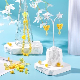 PandaHall 100g Yellow Acrylic Beads Heart Bow Teardrop Round Loose Beads Assorted Craft Beads Bulk for Lanyard Key Chain Bracelet Jewelry Making