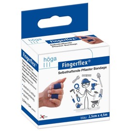 Fingerflex Blau, 2,5 cm x 4,5 m gedehnt, selbsthaftende Pflaster Bandage / Fingerverband, 2er-Pack., Groß