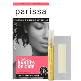 Parissa Tiras de cera facial y labial: depilación facial para labio superior, barbilla y mandíbula, suaves para pieles sensibles, listas para usar, si