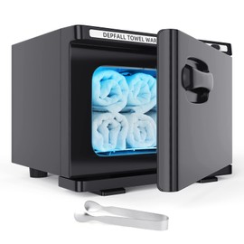 DEPFALL Small Hot Towel Warmer, 8L Hot Towel Cabinet 2-in-1 Personal Towel Warmers Spa for Facials, Bathroom, Barber, Salon, Esthetician, Beauty, Upgrade Fast Heating Aluminum Interior, Black