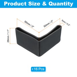 PATIKIL Leg Protectors L Shape 2" x 2" Pack of 16 Furniture Leg Protectors L Shaped Rubber Furniture Angle Iron Caps Black