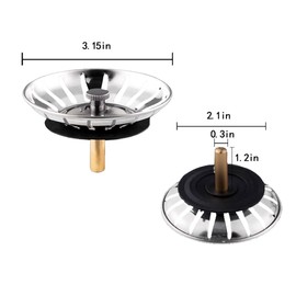 Kitchen Sink Basket Strainer Replacement for US Standard Drains (3.15 Inch), Premium 304 Stainless Steel Body ，1 Pack