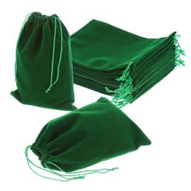 uxcell 25 Pcs Velvet Drawstring Bag, 6 x 8 Inch Jewelry Velvet Pouches Gift Bags for Wedding Party Favor Candy Jewelry Packaging Organizing Storage, Dark Green