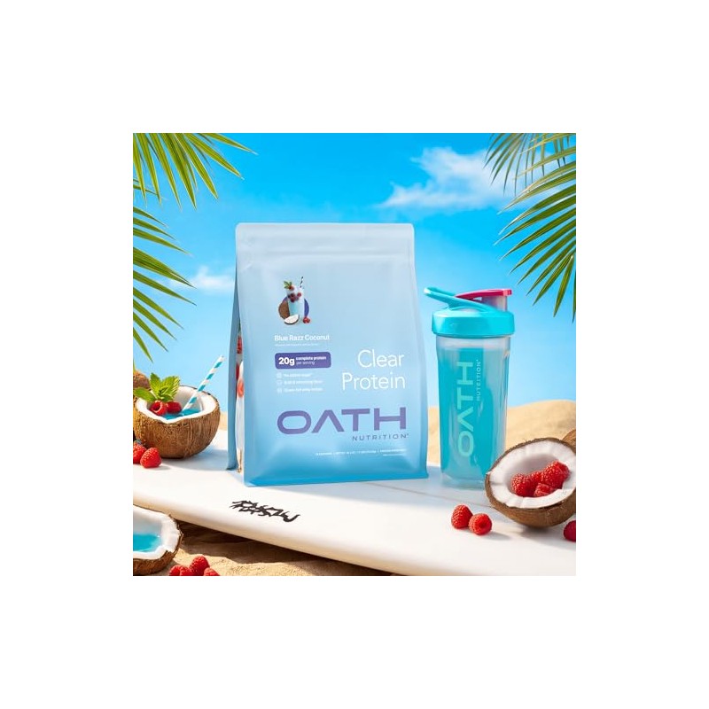 Oath Nutrition Clear Whey Isolate Protein Powder, Blue Razz Coconut,