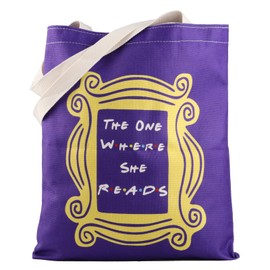 ZJXHPO TV Show Inspired Tote Bag The One Where She Reads Reusable Grocery Shopping Bag Friends Gift Friend Merch (One Read Tote)