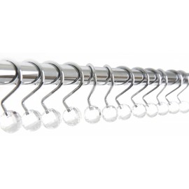 BINO Shower Curtain Hooks - Chrome, Set of 12 Shower Curtain Rings - Shower Hooks for Curtain Shower Rings