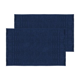 Mosobam Luxury Turkish Set of 2 XL Bath Mat 28X44 Navy Blue 1000 GSM Bamboo Viscose & Aegean Turkish Combed Cotton