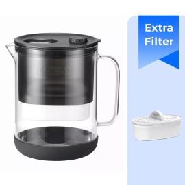 Waterdrop Glass Water Filter Pitcher with 2 Filter, Eco-Friendly, Black
