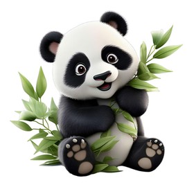 2 PCS Cute Panda with Bamboo Leaves Vinyl Decal Sticker, Multi-Surface Decorative Decal for Car, Laptop, Wall,A-86