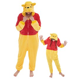 GONAAP Unisex Adult Yellow Bear Onesie Pajamas Animal One Piece Costume Cosplay Sleepwear (Yellow Bear, Medium)