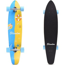 Slendor 42 Inch Longboard Skateboard Complete Cruiser Pintail, Drop Through Deck Skateboardfor Cruising, Carving, Downhill