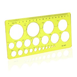 LOKUNN Circle Template for Drawing, Yellow Ruler Quilling Tool, Round Hole Ruler Tool, Multi-Function Round Plastic Geometric Stencil Rulers Drawing Set for Studying, Designing, Office