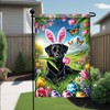 Starlit Patio Happy Easter Cute Black Labrador Dog Garden Flag