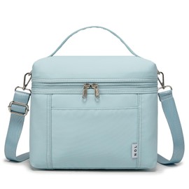 NOL Natural Organic Lifestyle Insulated Lunch Bags for Women Cooler Bag Lightweight Nylon Waterproof Lunch Box For Work (Light blue, Medium(normal))