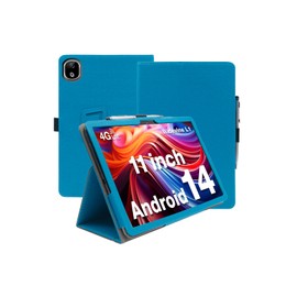 Case for Doogee T30E Android 14 Tablet 11 Inch,Premium Leather Business Folio Stand Cover with Hand Strap for Tablet,Lightblue.