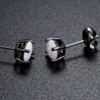 White Lab Created Fire Opal Stud Earrings Black Plated Ginger
