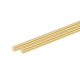 sourcing map 2 Pcs 9/32"(7mm) Dia Brass Solid Round Rod, 10"(254mm) Length H62 Brass Lathe Bar Stock Round Brass Rod for DIY Crafts Industry Construction