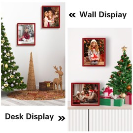 Frametory Enamel Picture Frame - 8x10 Gold Metal Edge Red Enamel Picture Frame With Easel and Velvet Back for Tabletop Display, Bookshelf, 8x10 Wall Decoration, Photo Frames-2 Set
