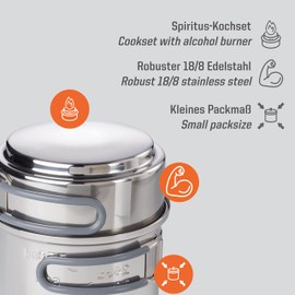Esbit ESCS985ST0 Outdoor Stainless Steel Cooking Set, 38.8 fl oz (985 ml), Includes Alcohol Burner