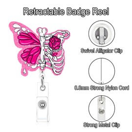 Zliger Nurse Accessories, 2 x Coloured Three-Hole Pen Holder Metal with Pocket Clip and 2 x ID Card Holder Nurse with Retractable for Doctor, Teacher, Office, Clinic, Doctor