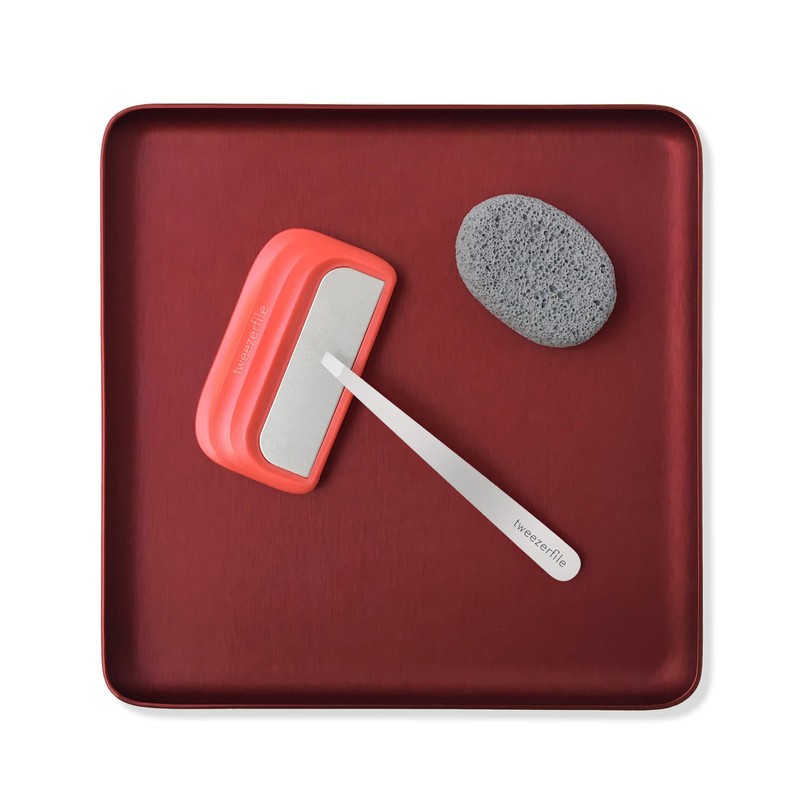 Tweezerfile Tweezer Sharpener & Tweezer Set (Coral Red)