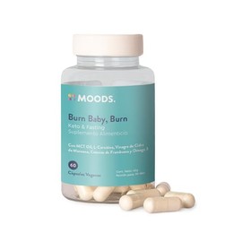Moods  Suplemento Keto  Ayuno con MCT Oil, L-Carnitina, Vinagre de Manzana, Cetonas de Frambuesa y Omega 3  100 Natural y Vegano  60 Cpsulas Veganas  