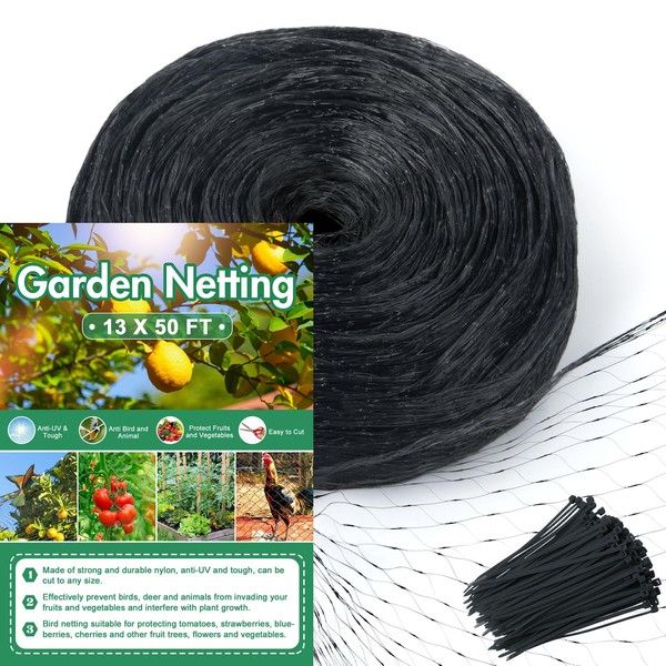 Unves 13 x 50 Ft Bird Netting for Garden, Heavy
