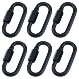 Quluxe Heavy Duty D Shape Chain Locking, M6 6MM Chain Quick Link Connector- Black (Pack of 6)