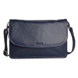 SADDLER Olivia Soft Nappa Leather 3 Compartment Clutch Bag, navy blue